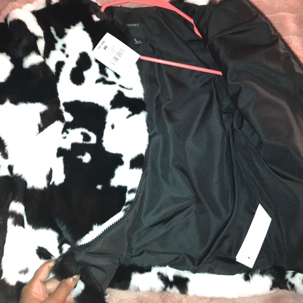 Fur coat cow print